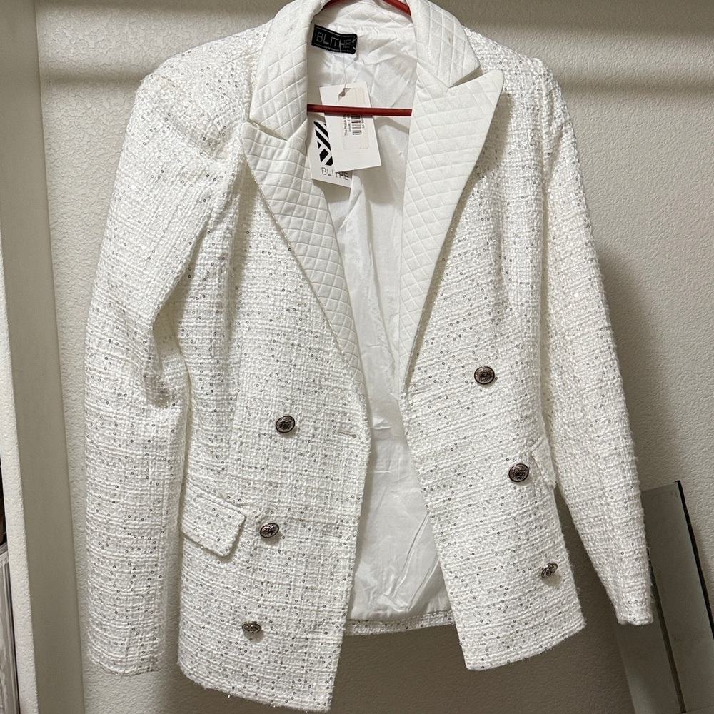 Blank NYC Textured White Blazer